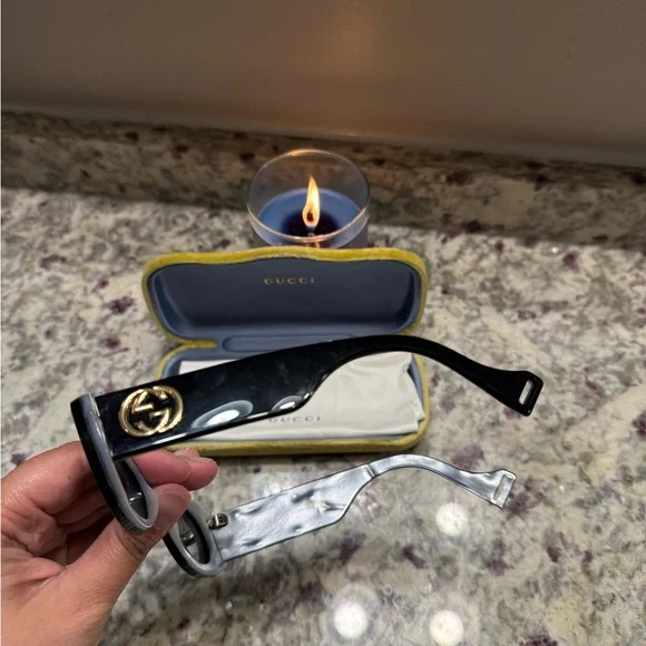 Gucci Oval Black Pearl Sunglasses